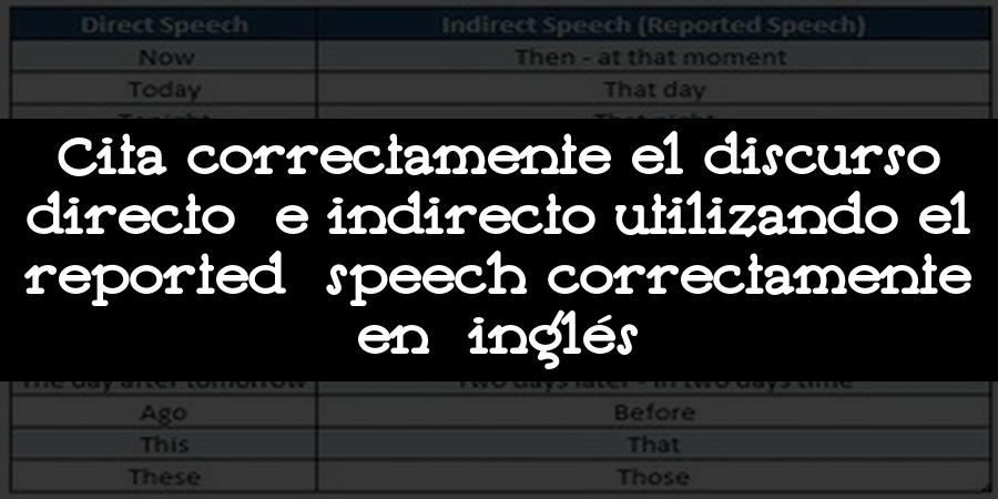 Cita correctamente el discurso directo e indirecto utilizando el reported speech correctamente en inglés