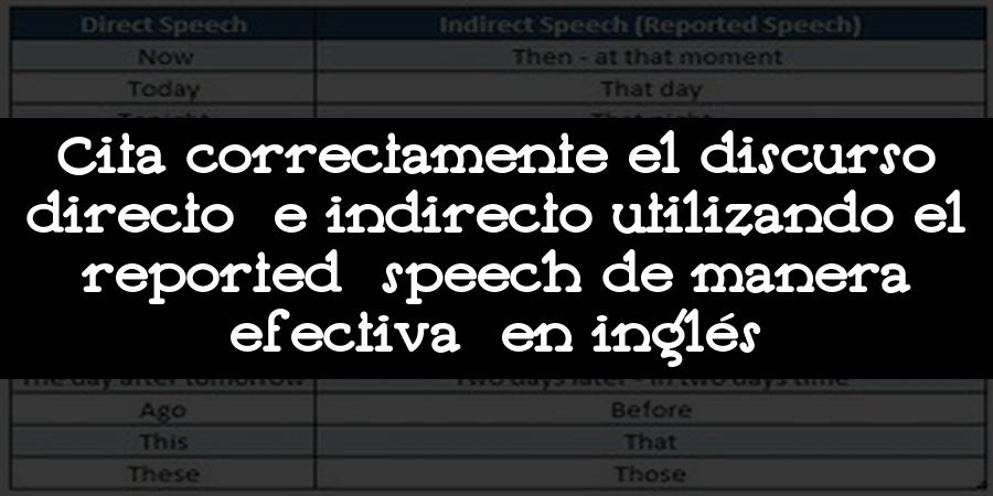 Cita correctamente el discurso directo e indirecto utilizando el reported speech de manera efectiva en inglés