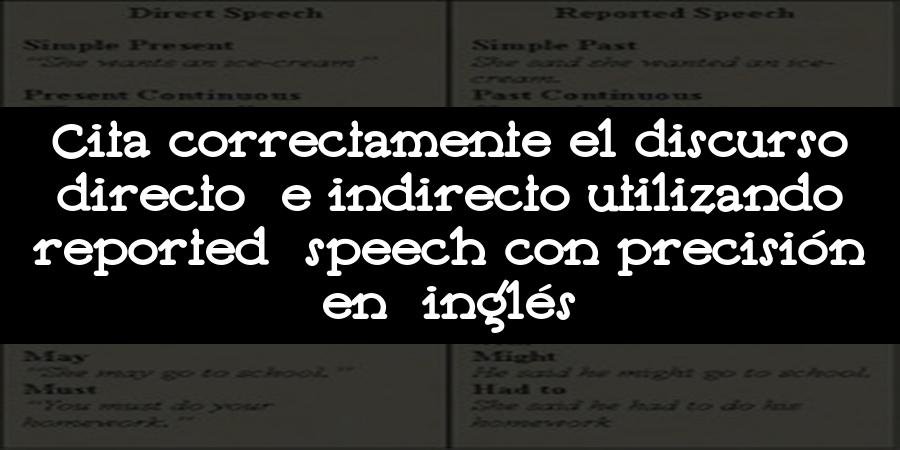 Cita correctamente el discurso directo e indirecto utilizando reported speech con precisión en inglés