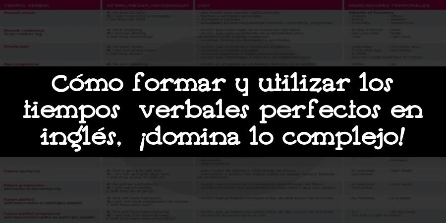 Cómo formar y utilizar los tiempos verbales perfectos en inglés