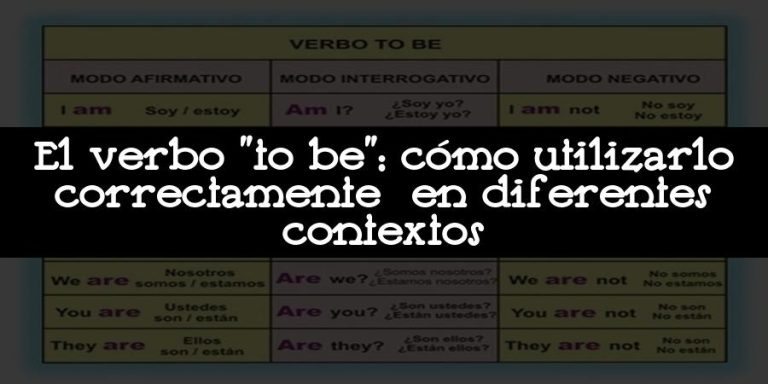 El verbo to be cómo utilizarlo correctamente en diferentes contextos