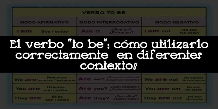 El verbo "to be": cómo utilizarlo correctamente en diferentes contextos