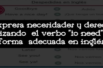 Expresa necesidades y deseos utilizando el verbo "to need" de forma adecuada en inglés