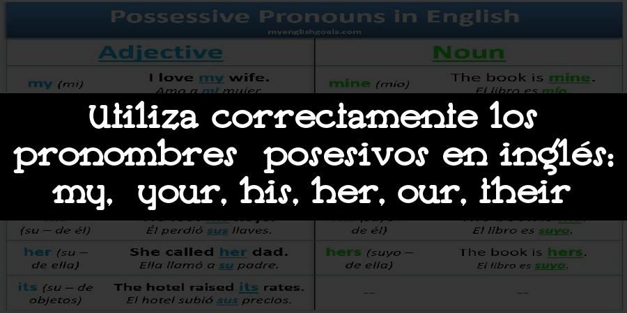 Utiliza correctamente los pronombres posesivos en inglés: my